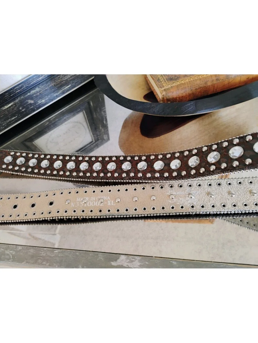 Blazin Roxx Western Rhinestone Animal Print Leather Belt Brown Cowgirl 38-44